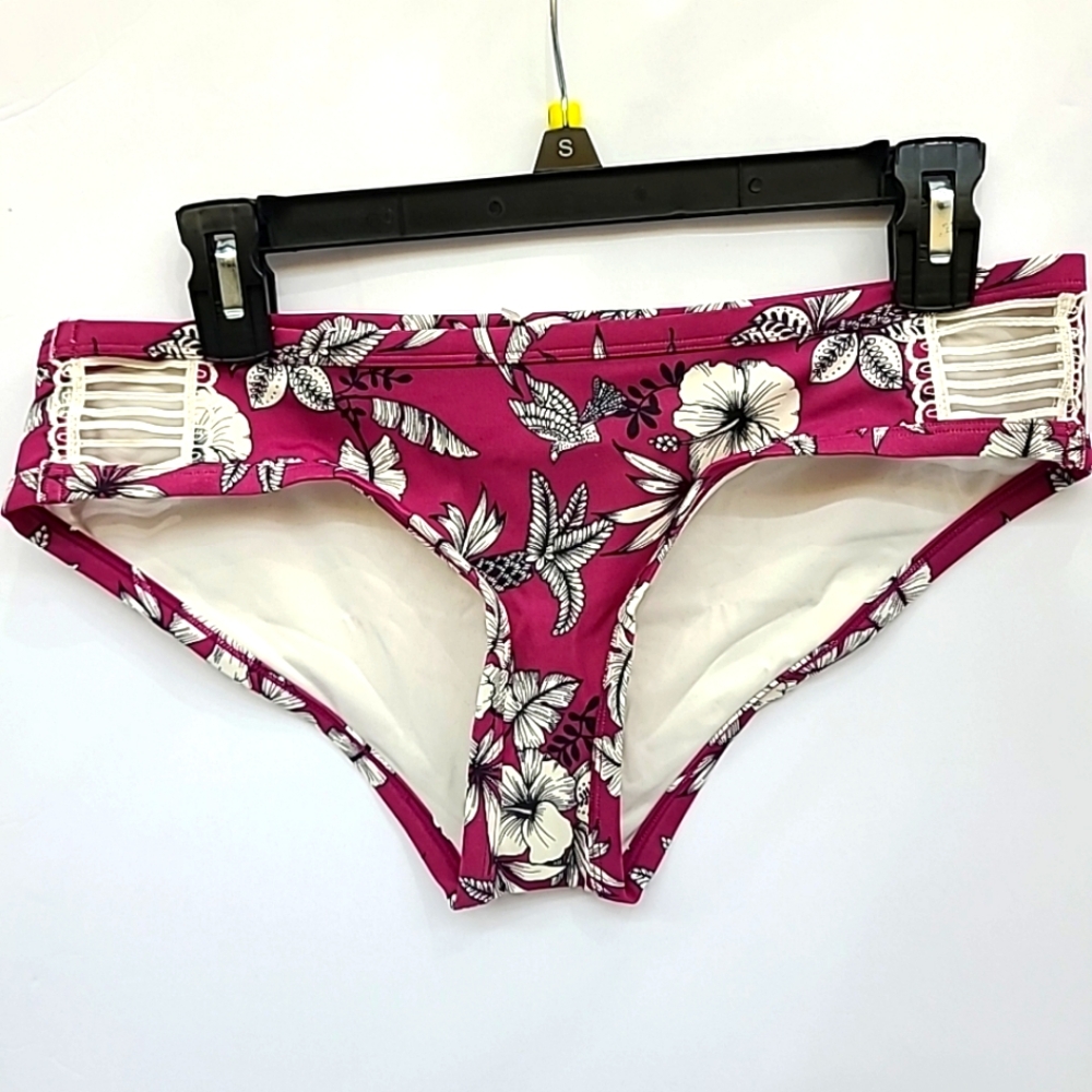 Adore Me Bottom Swimwear Size M Wine/Black/White Hawaii Strappy Bikini